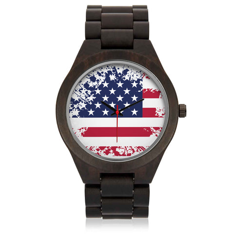 Image of American Flag Wood Watch
