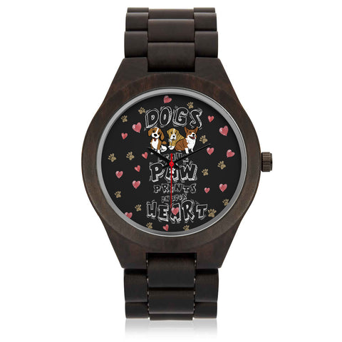 Image of Dogs Leave Paw Prints On Our Hearts Wood Watch